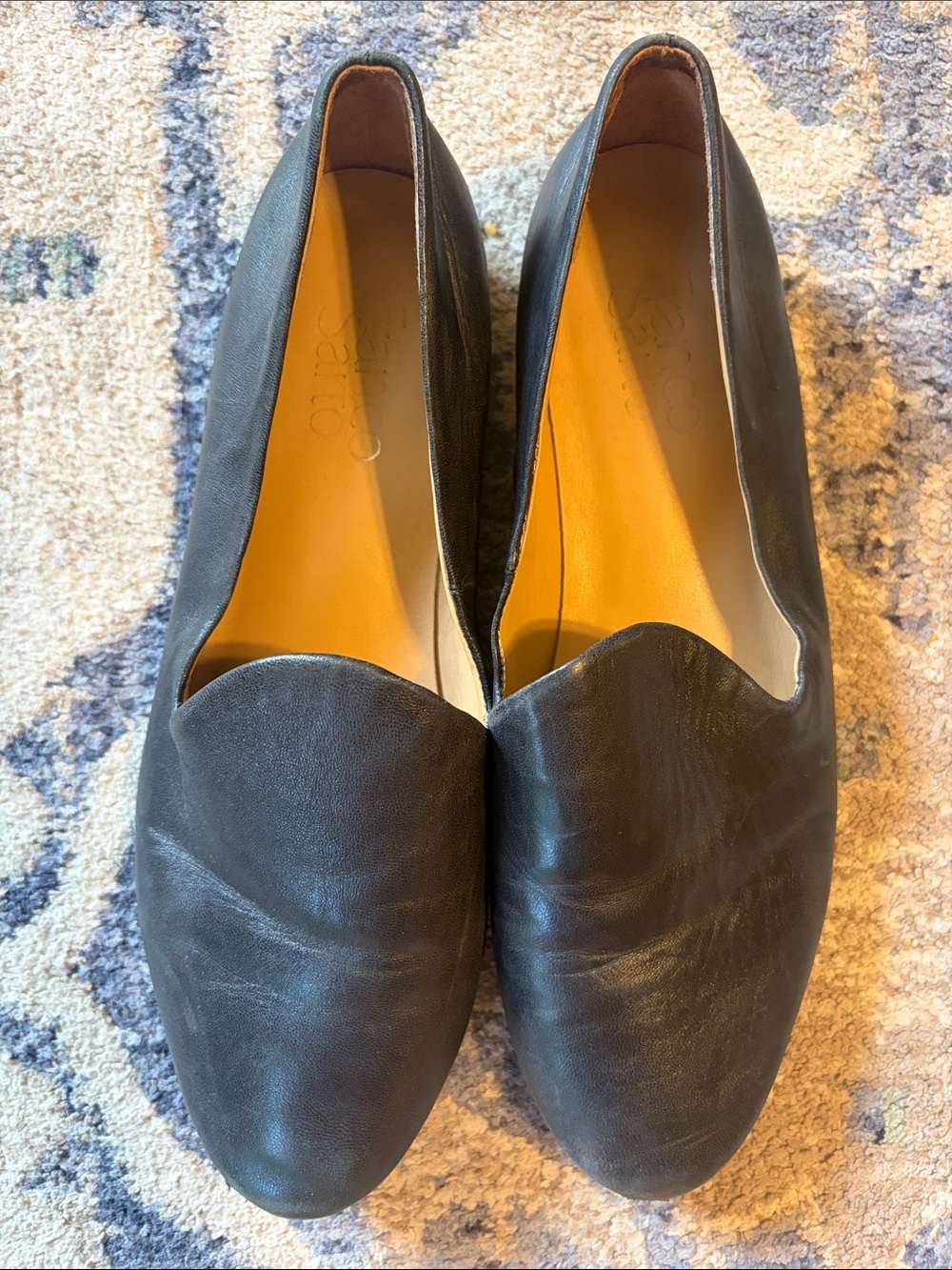 Franco Sarto Women’s Black Leather Slip-On Loafers — Smooth Leather Upper - Picture 2 of 8